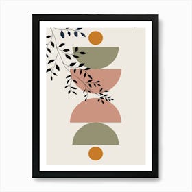 Boho Abstract Wall Art Print Scandi Botanical Terracota Beige Green Abstract A Art Print