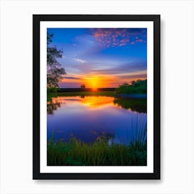 Sunset Over Pond Waterscape Photography 1 Art Print