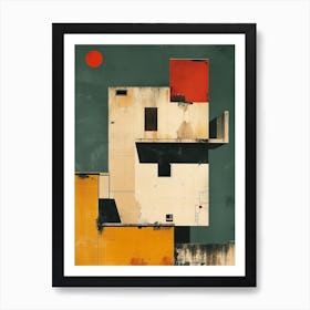 Japandi Cubist Fusion: Houses' Art Print