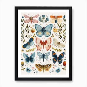 Colourful Insect Illustration Butterfly 19 Art Print