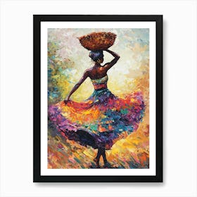 African Woman With Basket 19 Art Print