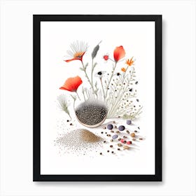 Poppy Seeds Spices And Herbs Pencil Illustration 2 Art Print