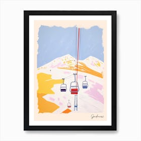 Poster Of Gudauri   Georgia, Ski Resort Pastel Colours Illustration 2 Art Print