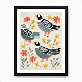 Folk Style Bird Painting Grey Plover 4 Art Print