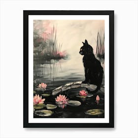 Cat In Pond 1 Art Print