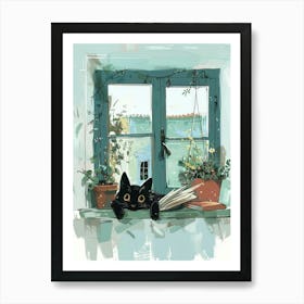 Cat On The Window Sill 5 Art Print