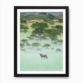 Serengeti National Park Tanzania Water Colour Poster Art Print