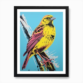 Andy Warhol Style Bird Yellowhammer 1 Art Print