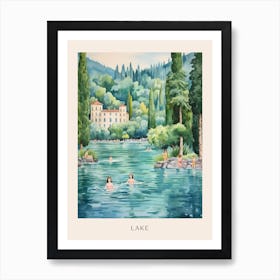 Swimming In Lake Como Italy 2 Watercolour Poster Art Print