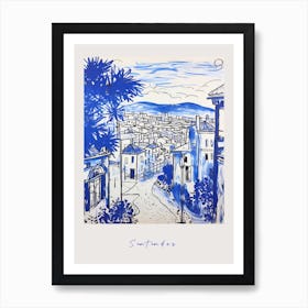 Santander Spain Mediterranean Blue Drawing Poster Art Print