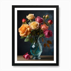 Roses In A Vase Art Print