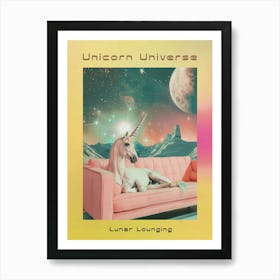 Unicorn In Space Lounging On A Sofa Poster Art Print