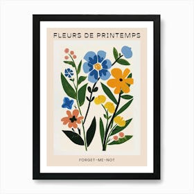 Spring Floral French Poster  Forget Me Not 4 Art Print