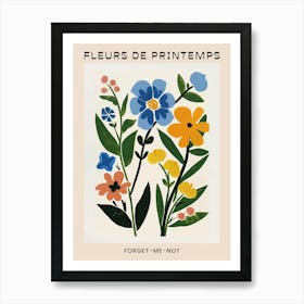 Spring Floral French Poster  Forget Me Not 4 Affiche