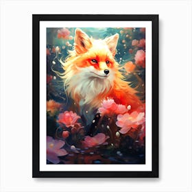 Fox In Flowers Art Print