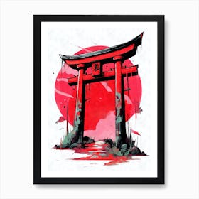 Aesthetic Japanese Shinto Shrine Torii Gate Abstract Art Print