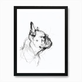 French Bulldog Charcoal Line 1 Art Print