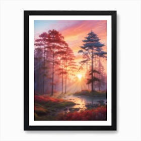 Sunset In The Forest 7 Art Print