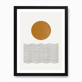 Golden Sun and Waves Art Print