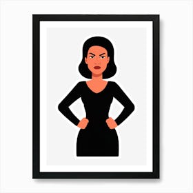 Woman In Black Dress Art Print