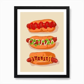 Hotdog Off White Art Print