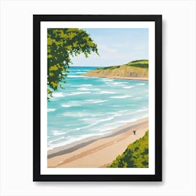 Hayle Towans Beach, Cornwall Contemporary Illustration   Poster