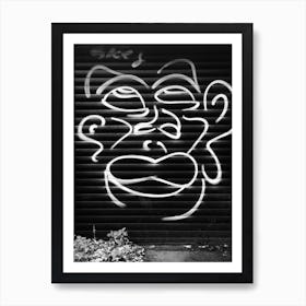 Black and White Graffiti Face Art Print