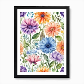 Watercolor Flowers 6 Art Print