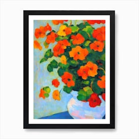 Nasturtium Floral Abstract Block Colour 1 Flower Art Print