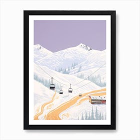 Verbier   Switzerland, Ski Resort Pastel Colours Illustration 2 Art Print