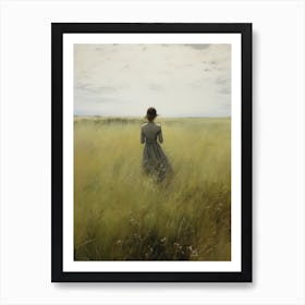 Woman In The Tall Grass Vintage Art Print