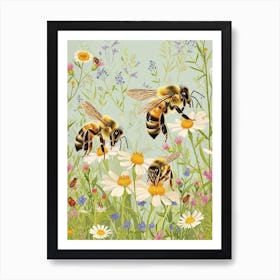 European Honey Bee Storybook Illustration 11 Art Print