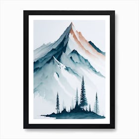 Mountain And Forest In Minimalist Watercolor Vertical Composition 284 Art Print