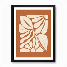 Neutral Abstract Flowers and Leaves Art Print