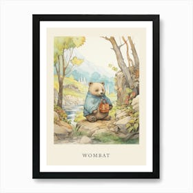 Beatrix Potter Inspired  Animal Watercolour Wombat 1 Art Print