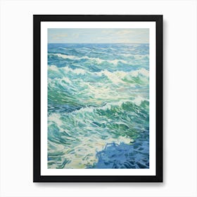 Pastel Watercolor Waves of the Ocean Art Print