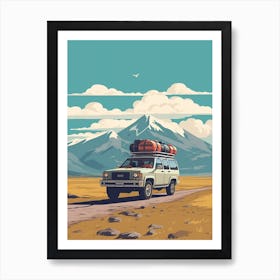 A Gmc Sierra In The Andean Crossing Patagonia Illustration 3 Art Print