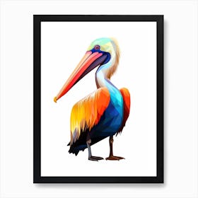 Colourful Geometric Bird Brown Pelican 2 Art Print