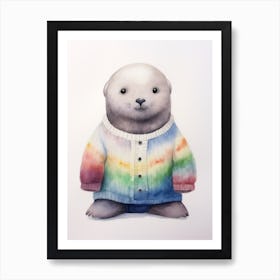 Baby Animal Watercolour Seal 1 Art Print