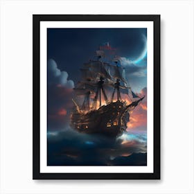 Pirate Ship In The Sky Art Print