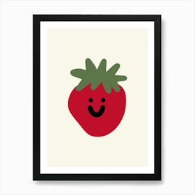 Happy Strawberry Illustration Art Print