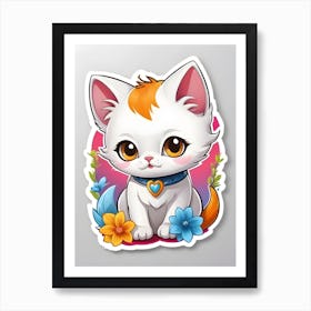 Colourful Cute Kitten Art Print