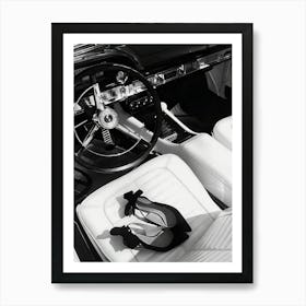 Vintage Car Black And White Fashion High Heels Feminist Art Print