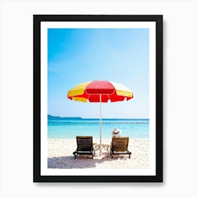 Relax Lounge Dream Ocean Beach Chair Idylli Holiday Rest Swim Shore Paradise Shoreline B (22) Art Print