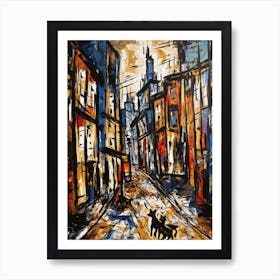 Painting Of A Buenos Aires With A Cat In The Style Of Abstract Expressionism, Pollock Style 2 Art Print