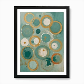 Teal And Gold Circles Art Print