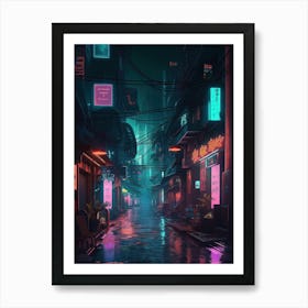 Neon City Hd Wallpaper Art Print