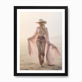 Cowgirl On Beach 2 Art Print