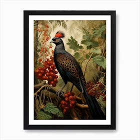 Dark And Moody Botanical Pheasant 8 Art Print