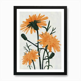 Three Orange Flowers Art Print